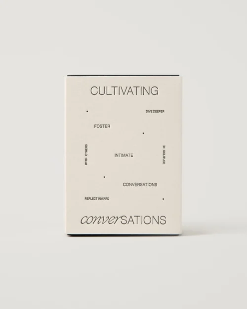 Cultivating Conversations reflective card deck with minimal neutral cover design.